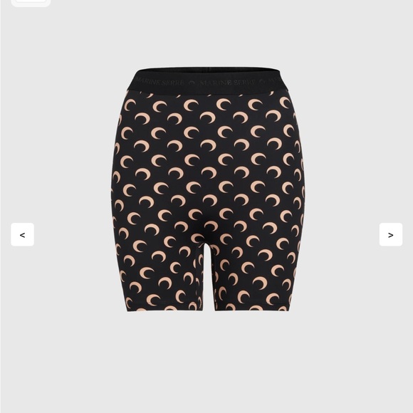 Marine Serre Black Bike Shorts with Tan Crescent Pattern - Picture 1 of 6